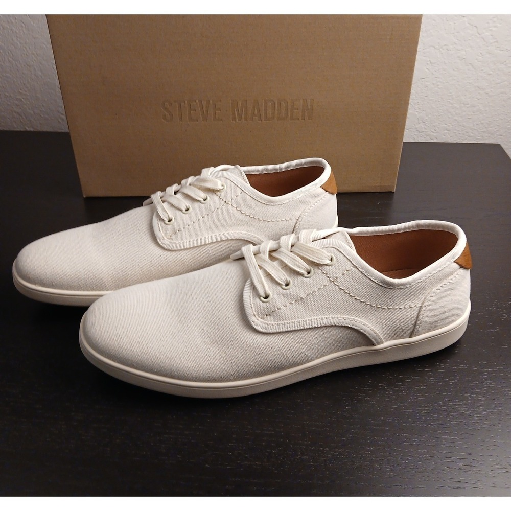 Steve Madden Mens Fenta Cream Canvas Low Top Sneakers Size 9 NEW